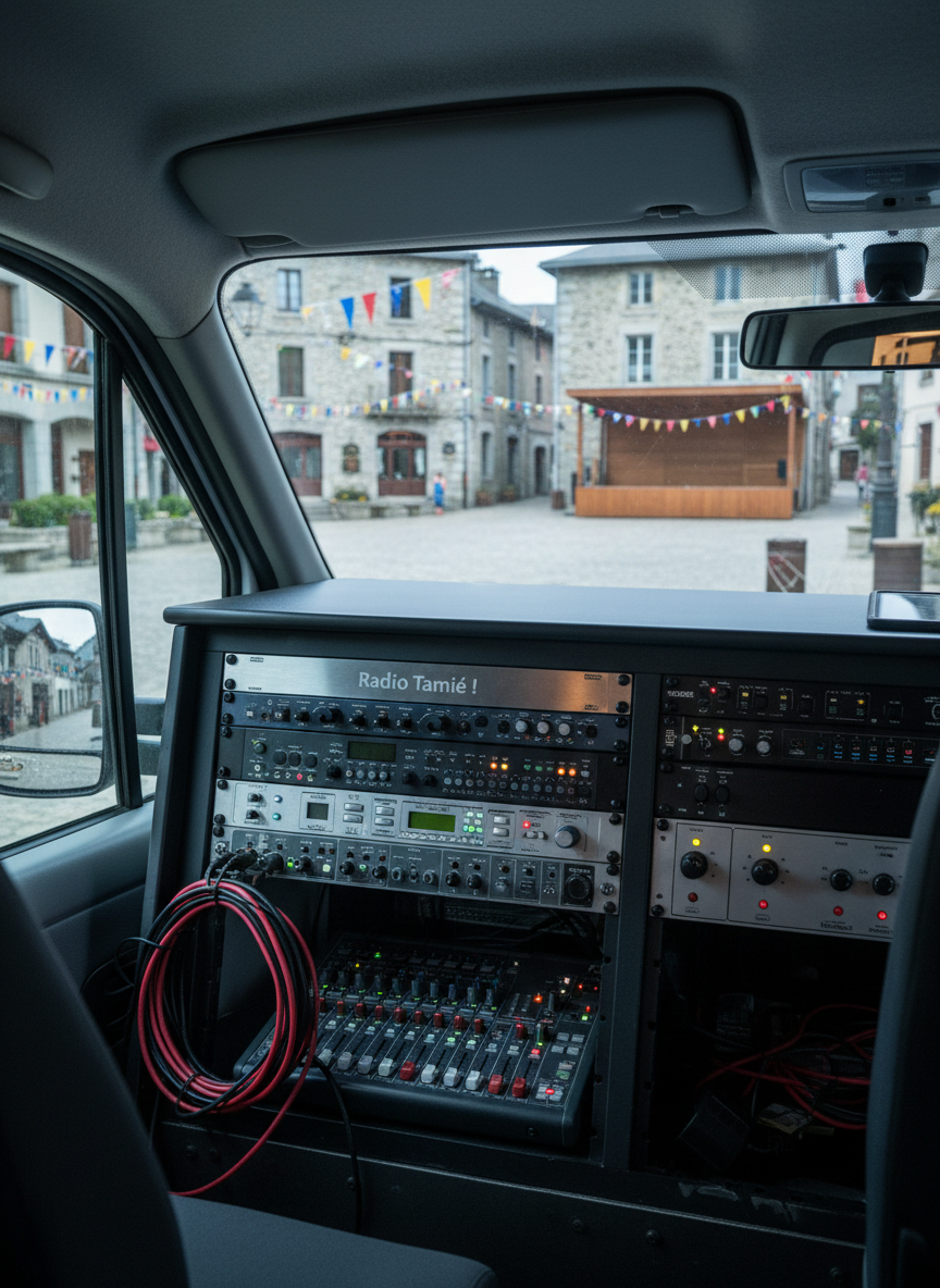 DJ Philou aux platines, régie mobile Radio Tamié